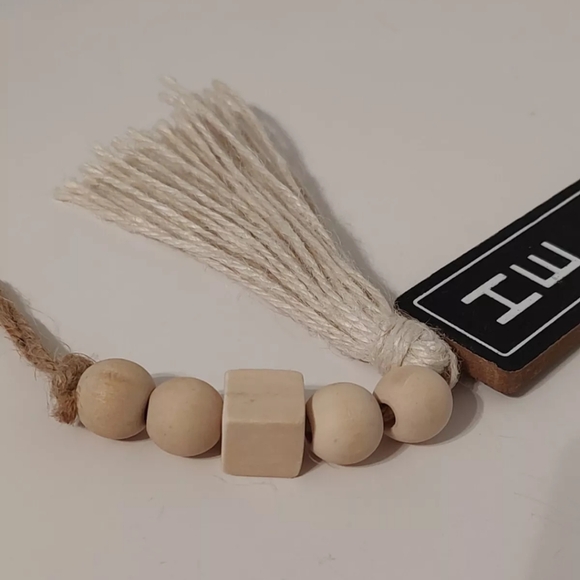 Old East Main Co Refined Rustic Hello Hanging Wall Door Sign Plaque Beads Tassel - Picture 5 of 8